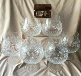 Set Of 6 Vtg Mikasa Large Crystal Brandy Cognac Snifters Chatsworth Pattern Wow