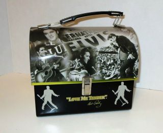 Elvis Presley Dome Tin Metal Lunch Box Collectible " Love Me Tender "