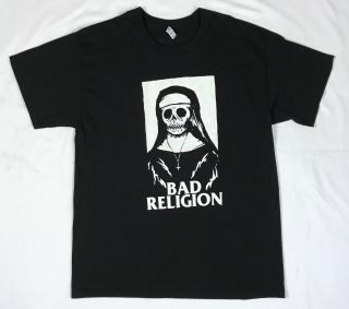 Bad Religion T - Shirt Skeleton Nun Punk Black Lg