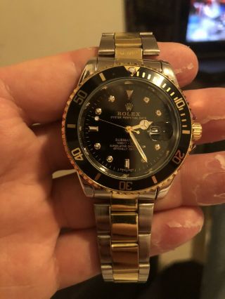 Rolex 18k Gold/stainless Steel Oyster Perpetual Submariner Date 16613 Black 40mm