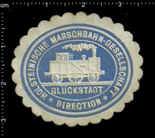 Old German Poster Stamp Vignette Cinderella,  Railway Train Locomotive Gluckstadt
