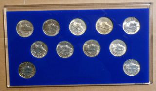 1942 - 1945 Silver Wartime Jefferson Nickels Toned Uncirculated Set 2