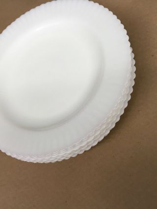 Set of 6 Vintage Milk Glass Translucent Scalloped Edge Plates 10 3/4 