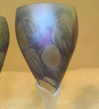 2 RUEVEN GLASSES,  HAND PAINTED BY NOUVEAU ART GLASS USA 8.  75” 3