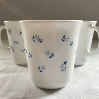 4 Vintage Corelle Corning Ware Provincial Blue Tiny Flowers 9 Ounce Mugs