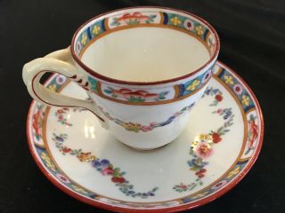 Antique Minton English Porcelain Demitasse Cup & Saucer (hand Painted)