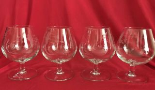 Princess House Heritage Etched 404 Brandy Snifters Set Of 4 Lead Crystal Nib