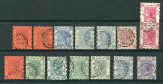 Old China Hong Kong Gb Qv 15 X Stamps With Treaty Port Foochowfoo Cds Pmks