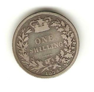 1874 Great Britain Silver Coin 1 Shilling