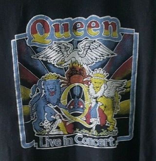 Queen " Live In Concert " Crest Shirt Black (official) Large L Retro Throwback 70s