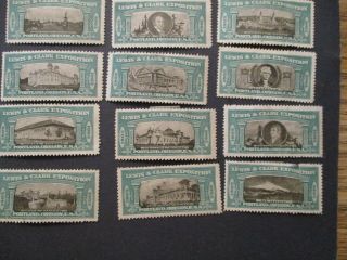 1903 U S Cinderella Stamp Set Of 12v Different Lewis & Clark Expo Portland