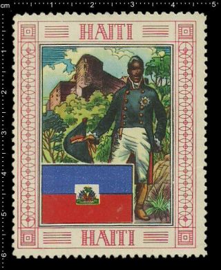 Old German Poster Stamp Cinderella Vignette,  Flag Haiti,  Black Americana,  Sailor