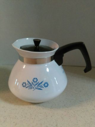 Corning Ware Blue Cornflower P - 104 6 Cup Coffee Pot With Lid