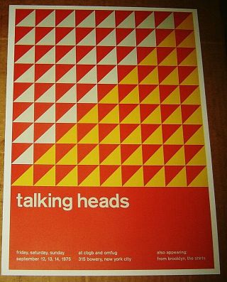Talking Heads Rock Concert Poster Swiss Punk Graphic Pop Art Cbgb Omfug 10x14