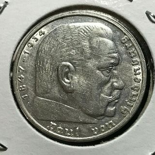 1936 - A GERMANY SILVER 5 MARKS COIN 2
