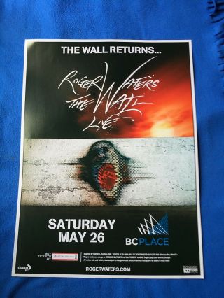 Rogers Waters - The Wall Returns Live Concert Tour Poster " Rare " Pink Floyd