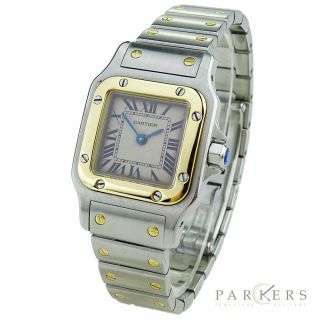 Cartier Santos Galbee Stainless Steel & Gold Ladies Quartz Wristwatch W20012c4
