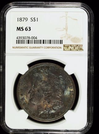 1879 P Ngc Ms 63 Morgan Silver Dollar Toning Gorgeous ☆☆☆