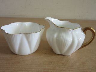 Antique Shelley,  England Bone China Porcelain Creamer & Open Sugar Bowl Regency