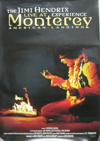 Jimi Hendrix Experience 2007 Live At Monterey Movie Promo Poster Old Stock
