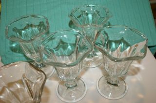 Vintage Set Of 5 Glasses Soda Fountain Ice Cream Sundae,  Parfait Glasses 6 " X3.  5