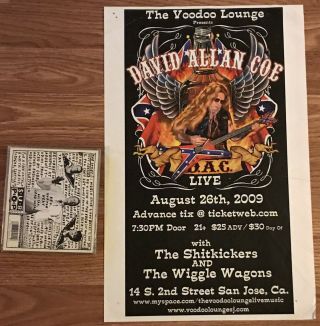 David Allan Coe 2009 Poster Live At The Voodoo Lounge San Jose