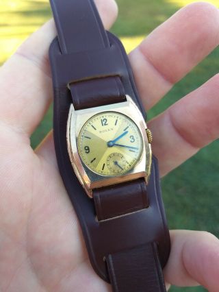 Rolex Australian Military Major General Watch In 9ct Solid Gold Gents Trench Ww2