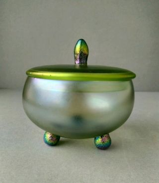 Iridescent Art Glass Bonboniere Jar Bowl.  Loetz,  Kralik,  Lalique,  Tiffany