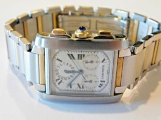 Cartier Tank Francaise Chronograph 18k Gold/ss Large Mens Watch