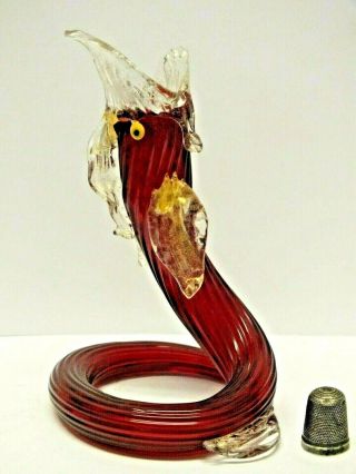 Barovier & Toso 1950s / 1960s Murano Glass Fish / Eel Solifleur Or Bud Vase