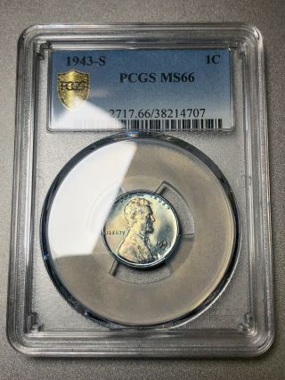 1943 - S Lincoln Wheat Cent 1c Pcgs Ms66 - Colorful Toning