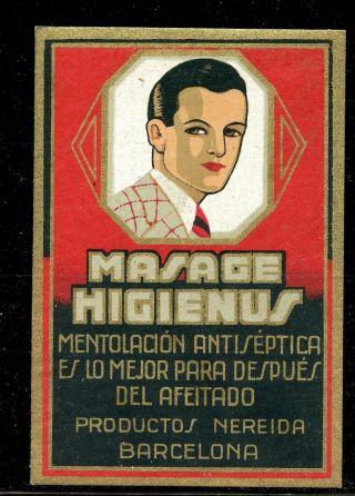 1910 Spain Poster Stamp Advertising Label Mans Shaving Cream Label Barcelona Mnh