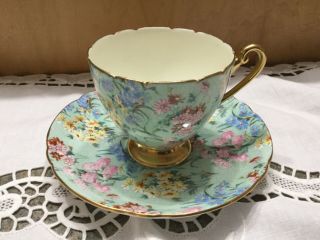Shelley Melody Chintz Cup Saucer Ripon Shape Perfect