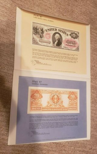 16 Bureau Of Engraving And Printing & Amer Bank Note Souvenir Cards,  1971 - 1983