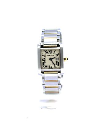 Ladies Cartier Tank Francaise 2384 18k Gold And Stainless Steel Two - Tone Quartz
