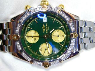 Breitling Chronomat Green 40.  5mm With High - End Diamonds,  Paperwork,  Box