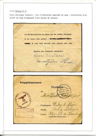 Wwii Pow Two Postcards Stalag Xi A,  Censure Censorship,  Jean Oth 