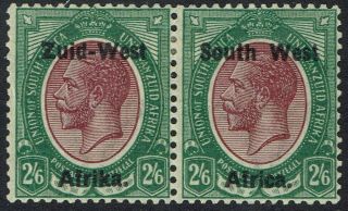 South West Africa 1923 Kgv 2/6 Pair Setting I