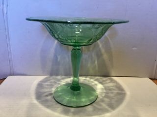 Elegant Green Depression Glass Stemmed Bowl.  Candy/ Nut Dish.
