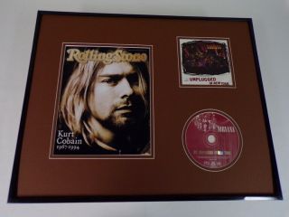 Kurt Cobain Framed 16x20 Nirvana Unlplugged York Cd & Rolling Stone Display