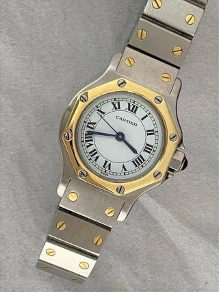 Cartier Santos Watch Solid 18k Gold Bezel Women 