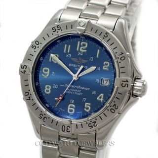 Breitling Superocean Automatic Chronometre Ref A17340 Blue Dial Stainless Steel