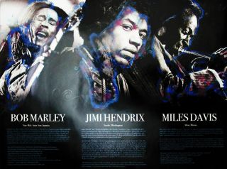 Bob Marley Jimi Hendrix Miles Davis Poster With Bio (24x18)