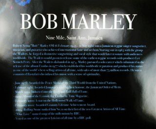 Bob Marley Jimi Hendrix Miles Davis Poster with Bio (24x18) 2