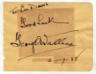 George Wallace Cut Signature Autograph Australian Comedian Harmony Row