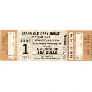 A Flock Of Seagulls & The Fixx Concert Ticket Stub Nashville 6/1/83 Grand Opry