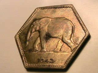 1943 Belgian Congo Zaire 2 Franc Elephant Xf/au Wwii Africa Bronze Coin