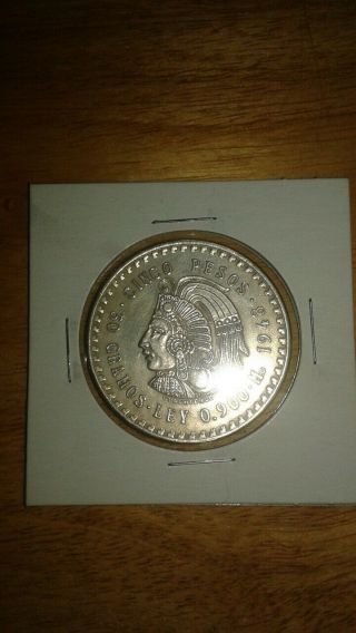 1948 Mexico Silver 5 Pesos Cuauhtemoc.  900 Fine