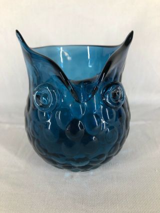 Art Glass Owl Vase / Candle Holder (ref T296)