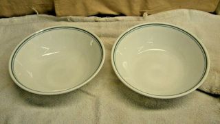 2 Corning Corelle Country Cottage Serving Bowls Blue Green Stripe 8 - 1/2 "